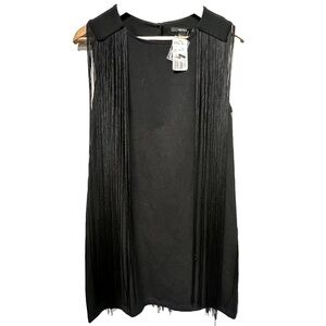Forever 21 Mini Dress Fringe Size S Black‎ Boho Western  Sleeveless cowgirl NWT